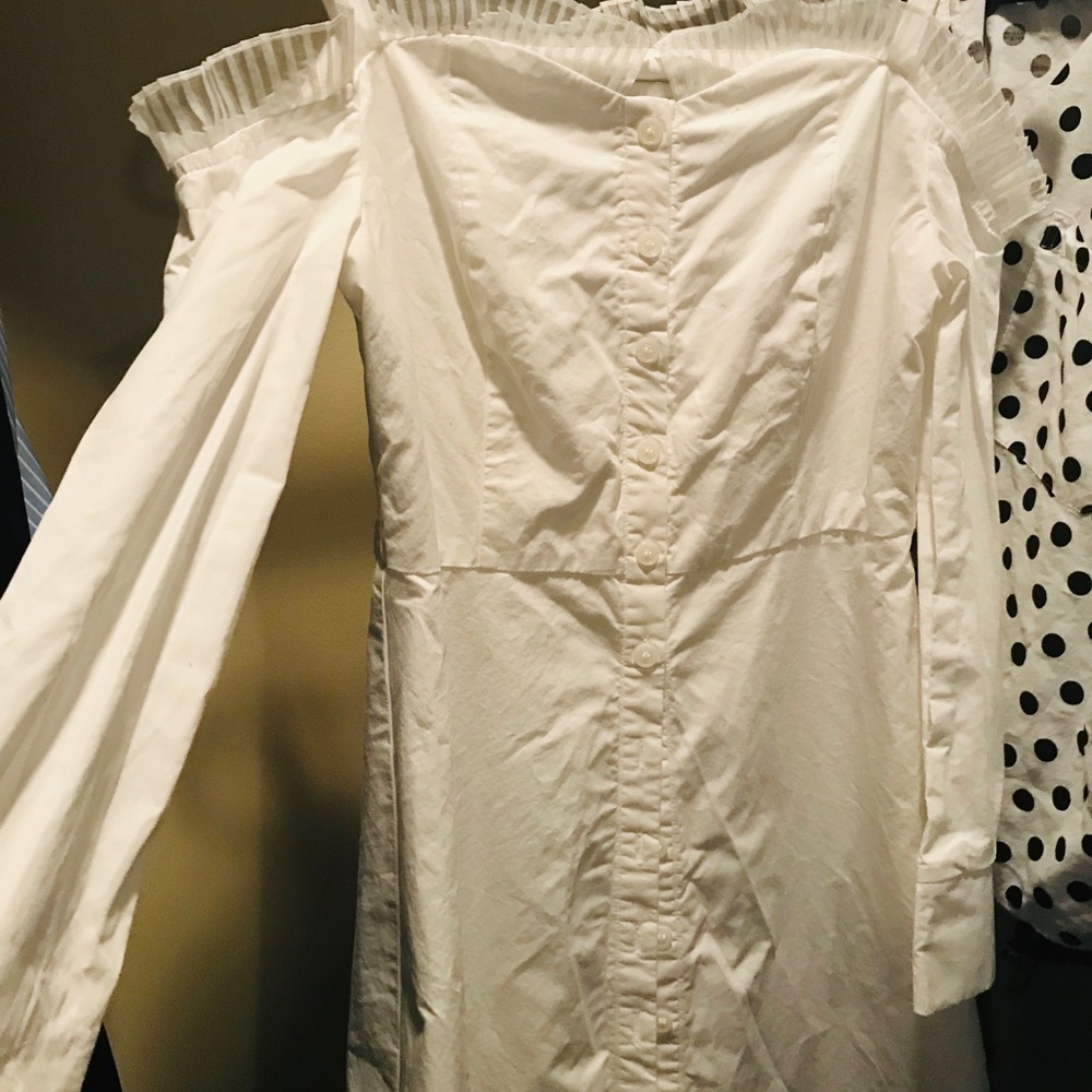Pixie market off should button down white dress